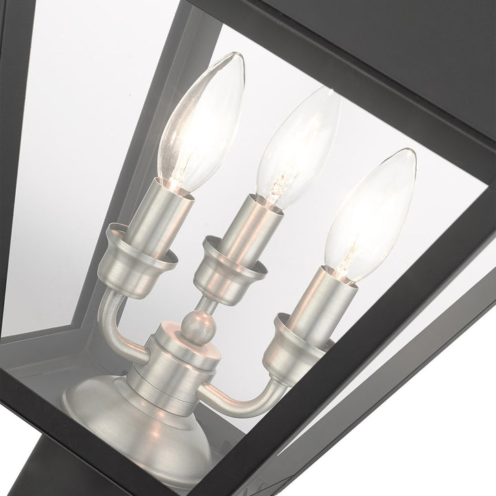 3 Light Black Outdoor Post Top Lantern