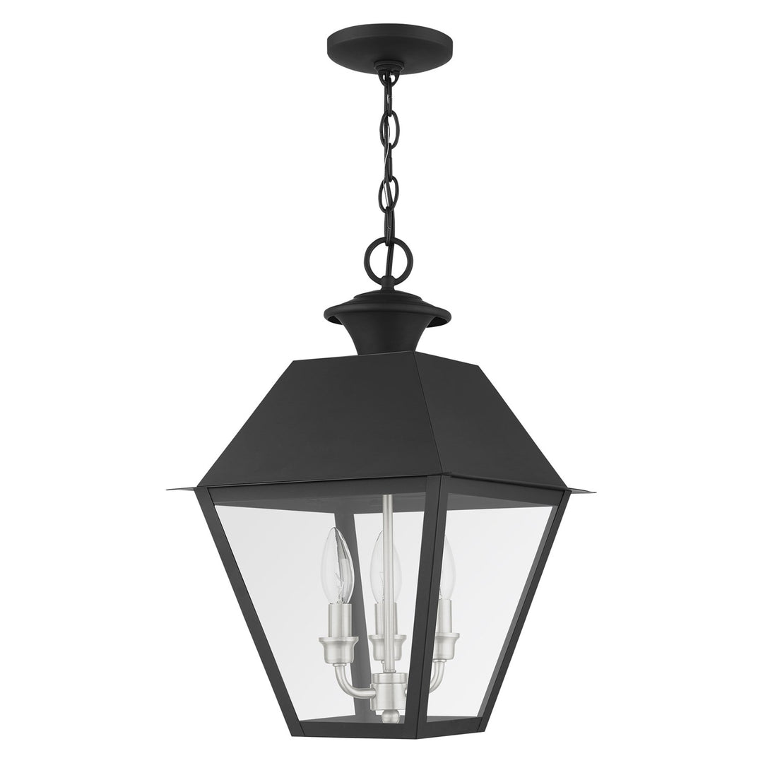 3 Light Black Outdoor Pendant Lantern