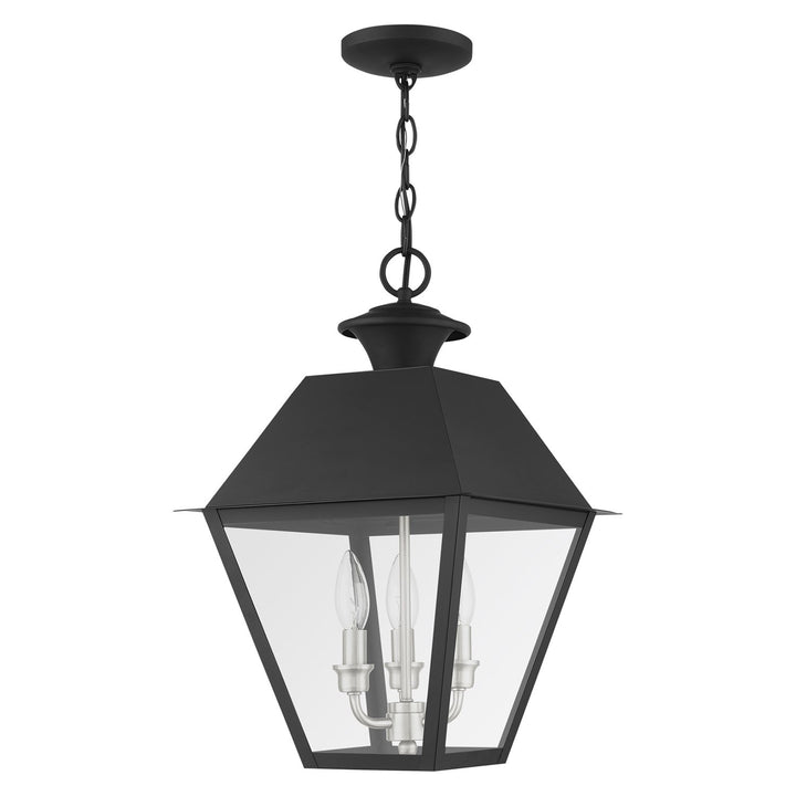 3 Light Black Outdoor Pendant Lantern