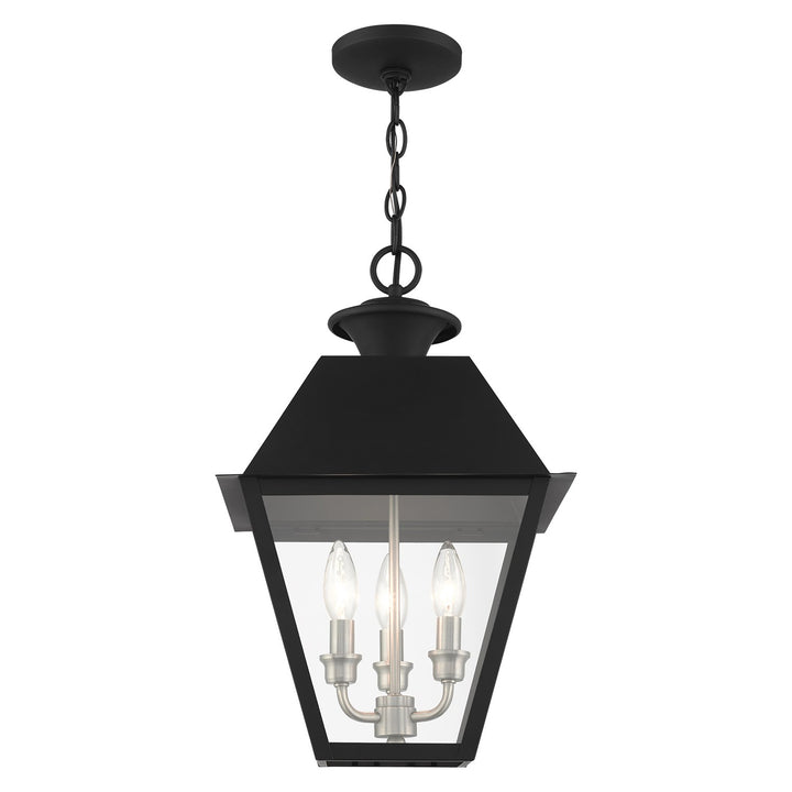 3 Light Black Outdoor Pendant Lantern