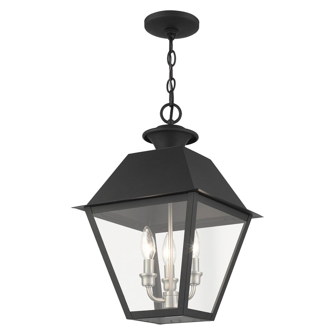 3 Light Black Outdoor Pendant Lantern