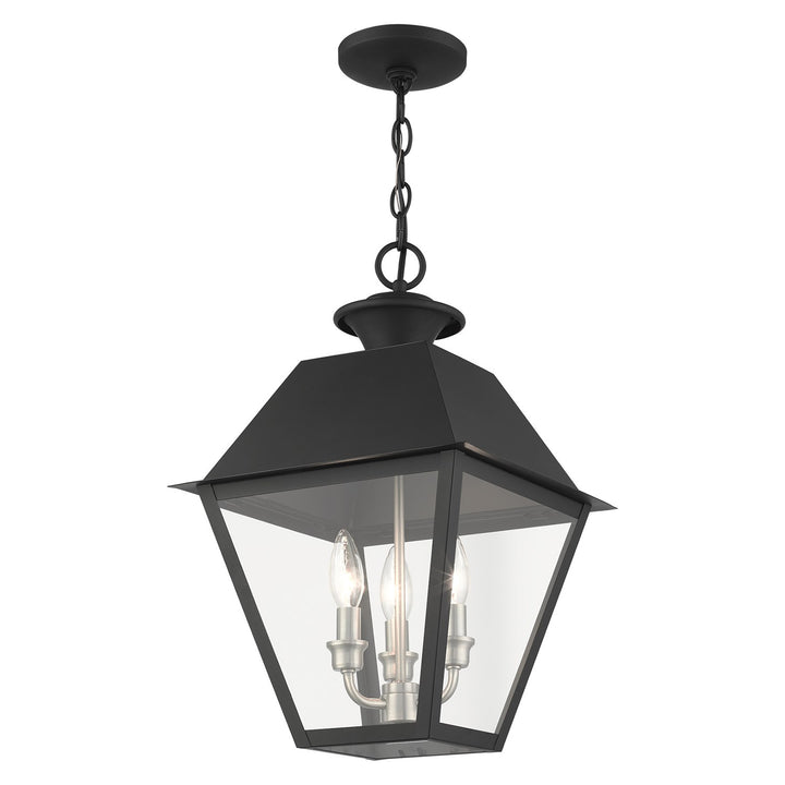 3 Light Black Outdoor Pendant Lantern