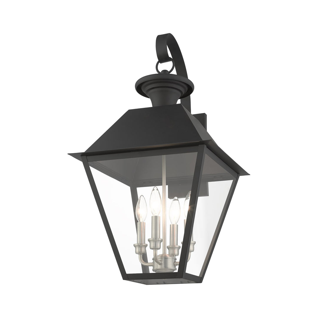 4 Light Black Outdoor Wall Lantern