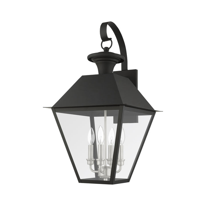 4 Light Black Outdoor Wall Lantern