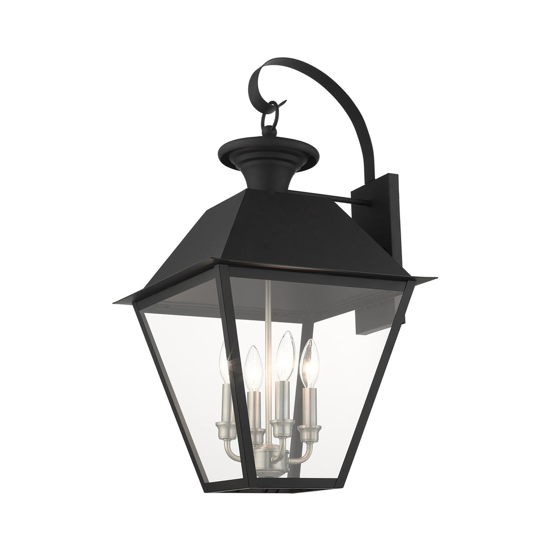 4 Light Black Outdoor Wall Lantern