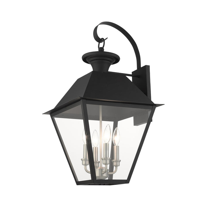 4 Light Black Outdoor Wall Lantern