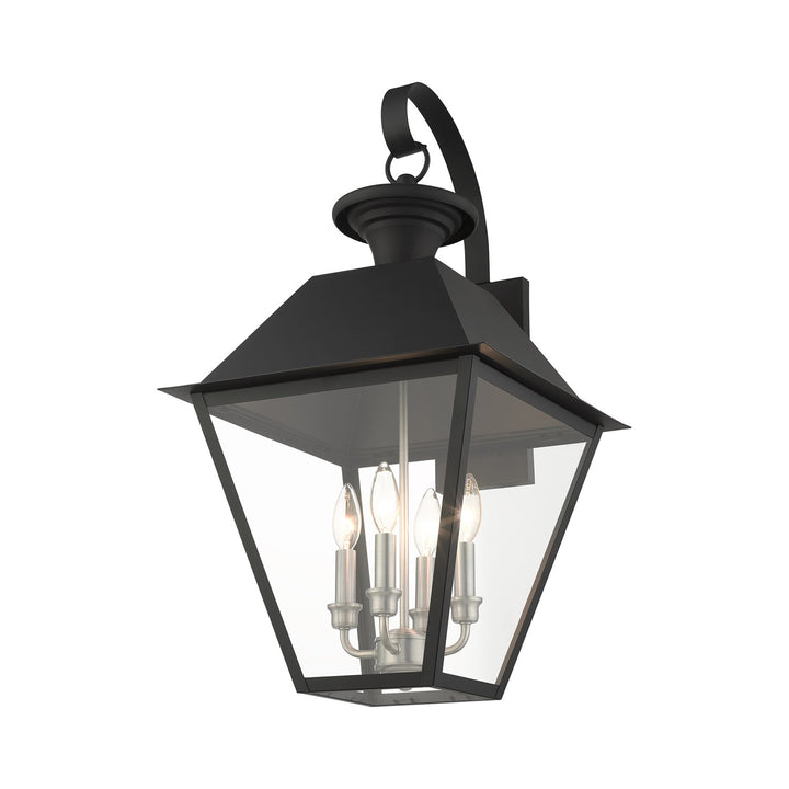 4 Light Black Outdoor Wall Lantern