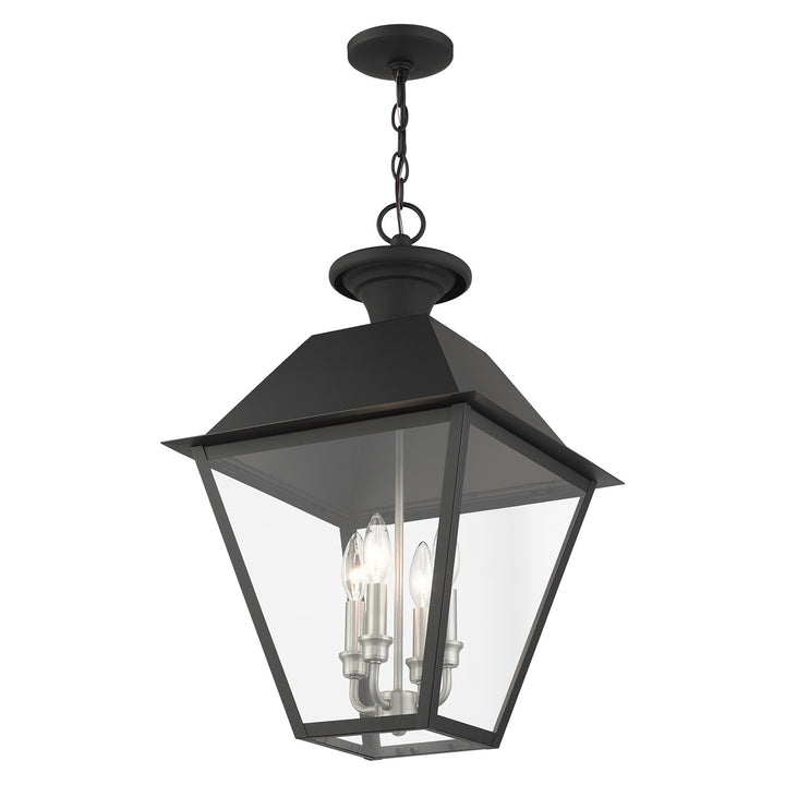 4 Light Black Outdoor Pendant Lantern