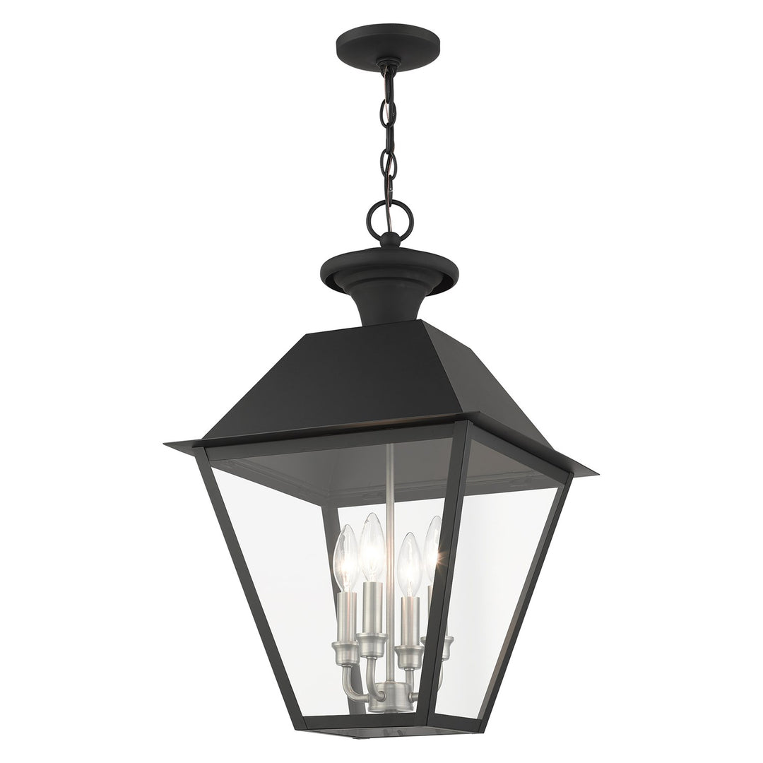 4 Light Black Outdoor Pendant Lantern