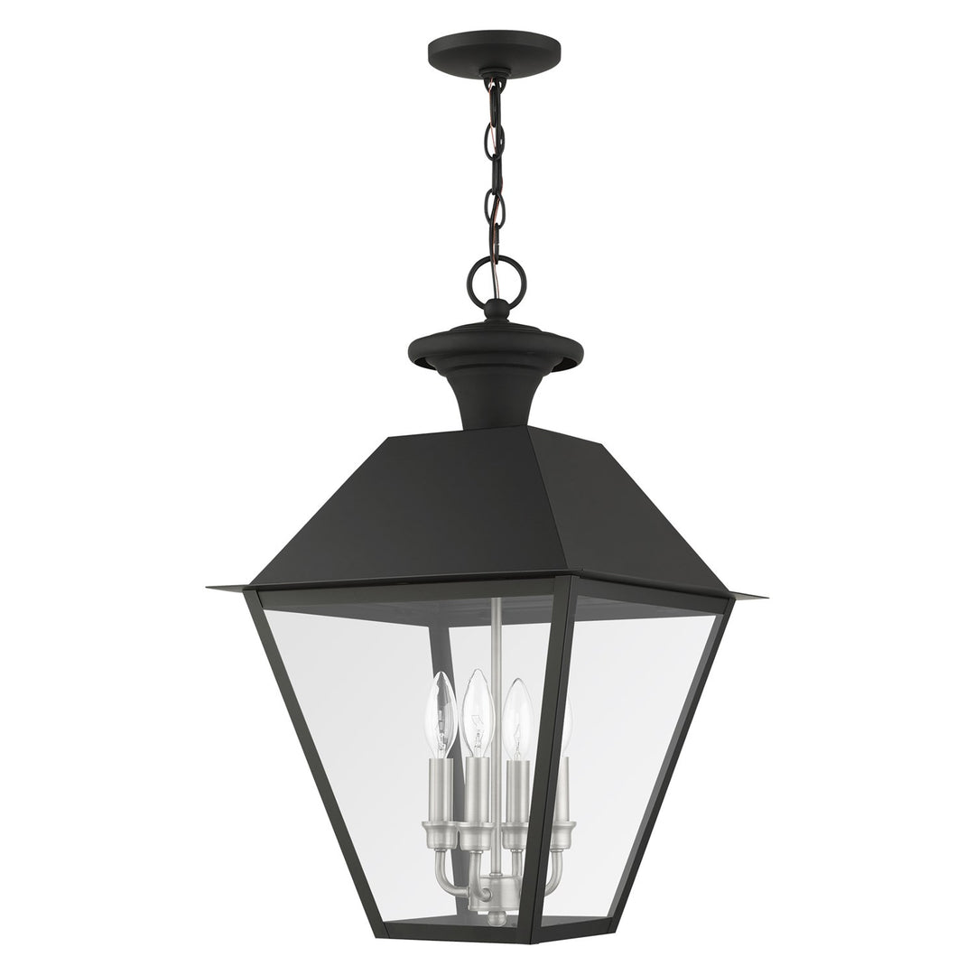 4 Light Black Outdoor Pendant Lantern