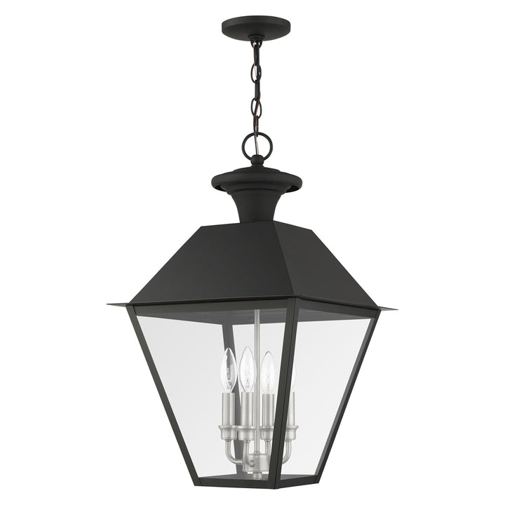 4 Light Black Outdoor Pendant Lantern
