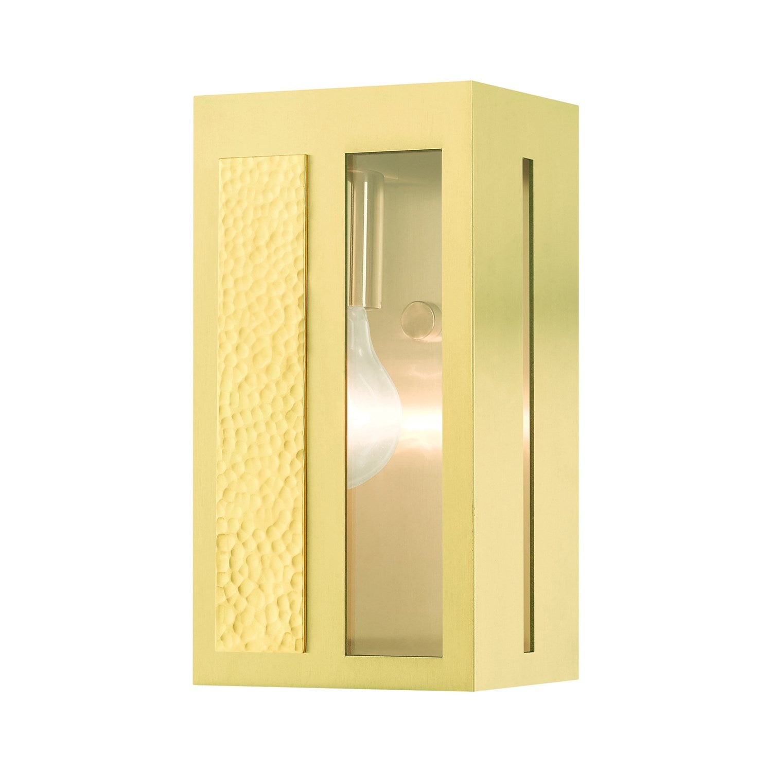 1 Light Satin Brass Outdoor Ada Wall Lantern by Livex Lighting