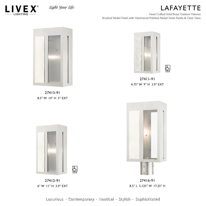 1 Light Brushed Nickel Outdoor Ada Wall Lantern