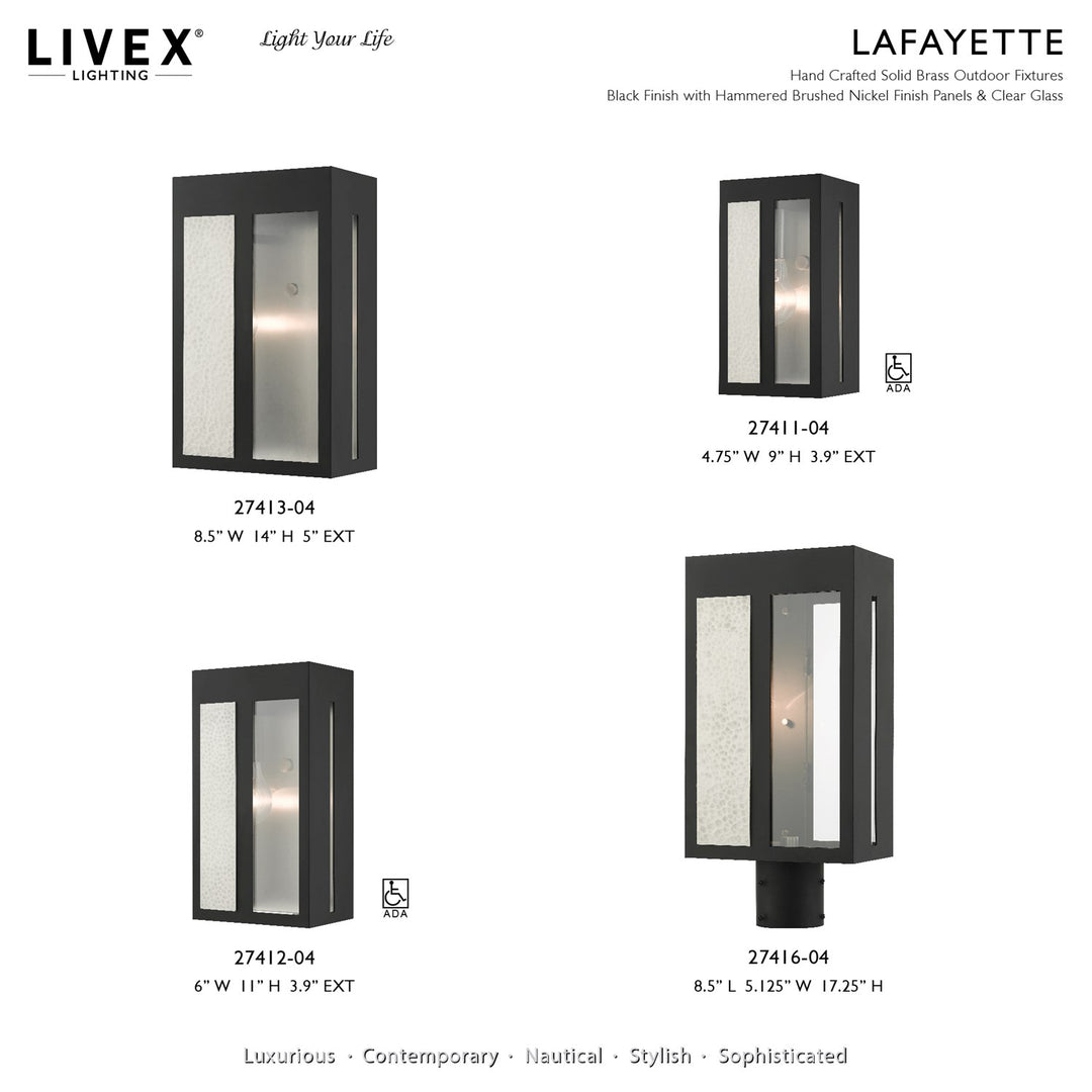 1 Light Black Outdoor Ada Wall Lantern
