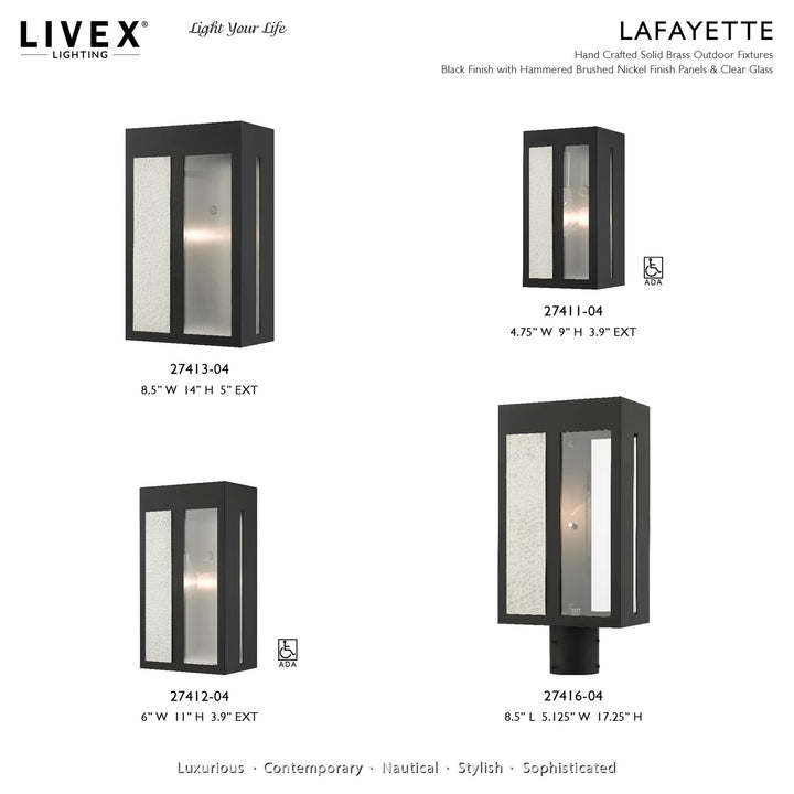 1 Light Black Outdoor Ada Wall Lantern