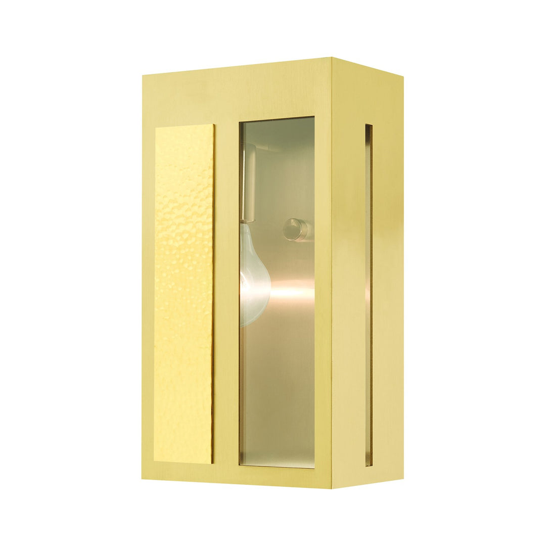 1 Light Satin Brass Outdoor Ada Wall Lantern by Livex Lighting