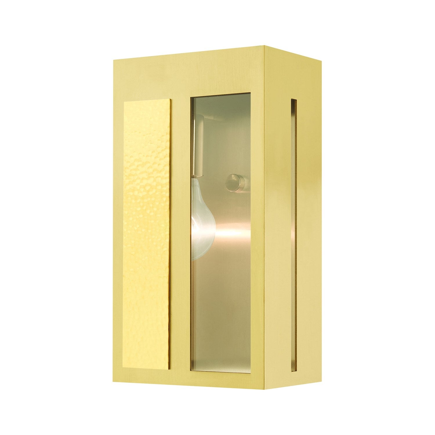 1 Light Satin Brass Outdoor Ada Wall Lantern by Livex Lighting