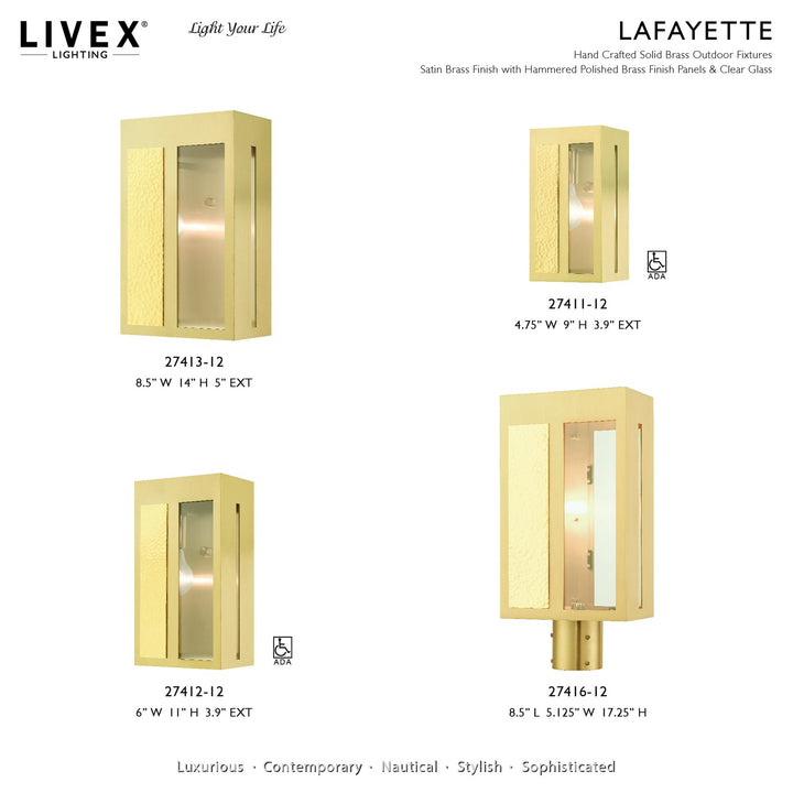 1 Light Satin Brass Outdoor Ada Wall Lantern