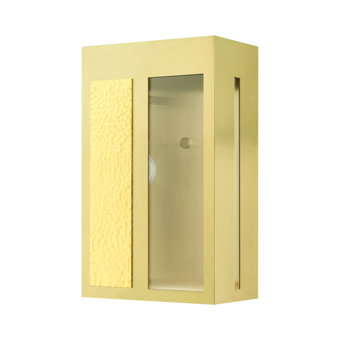 1 Light Satin Brass Outdoor Wall Lantern