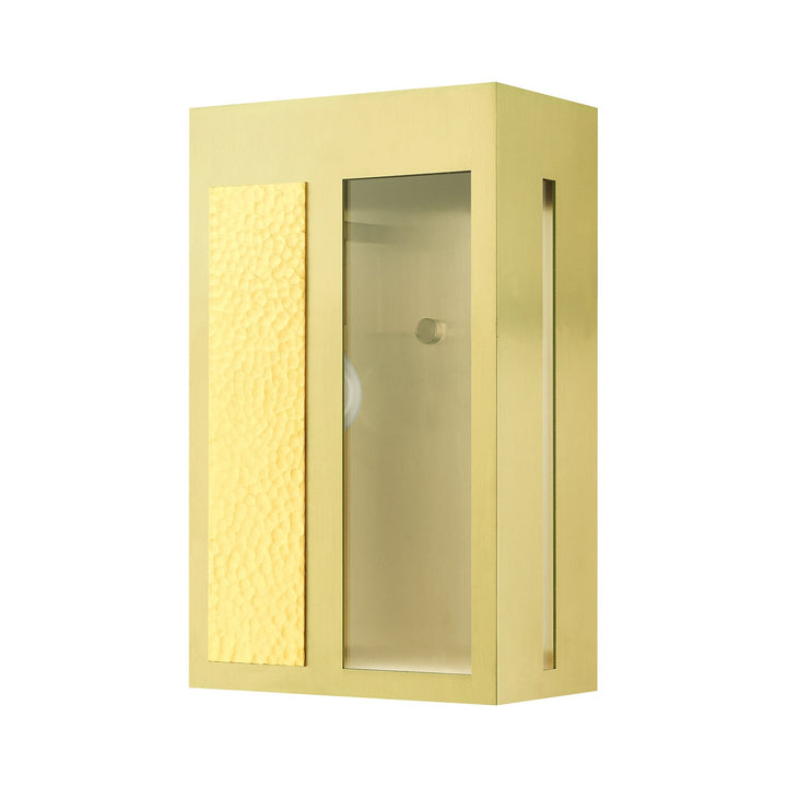 1 Light Satin Brass Outdoor Wall Lantern