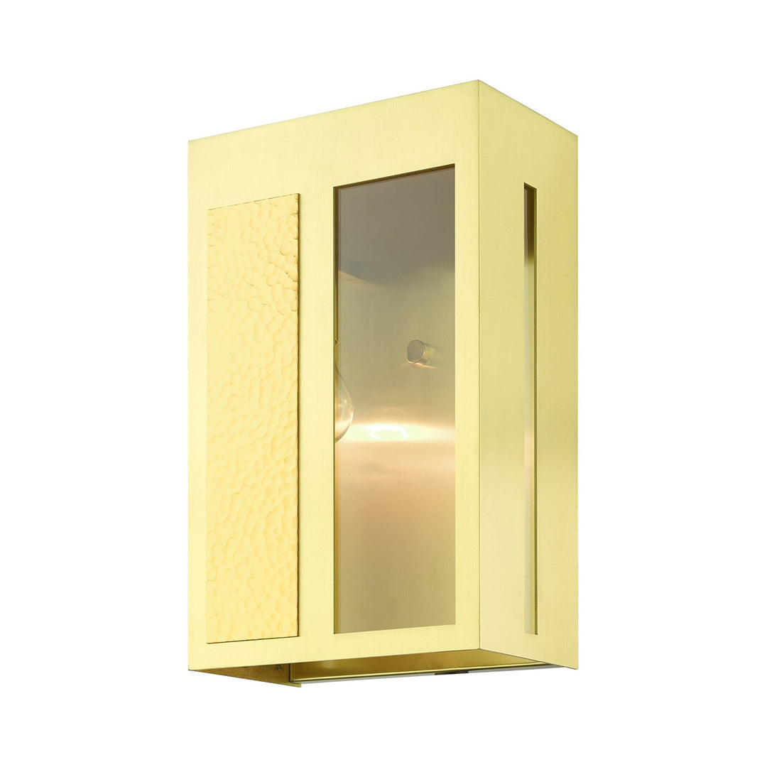 1 Light Satin Brass Outdoor Wall Lantern