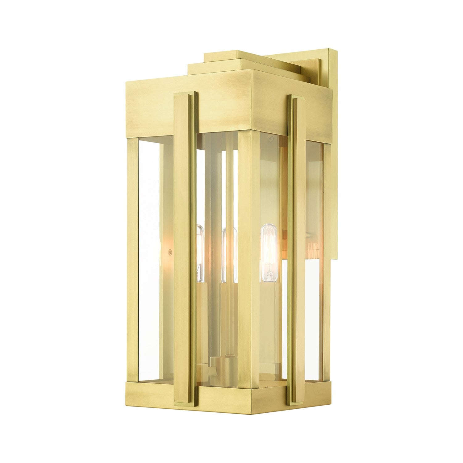 3 Light Natural Brass Outdoor Wall Lantern by Livex Lighting