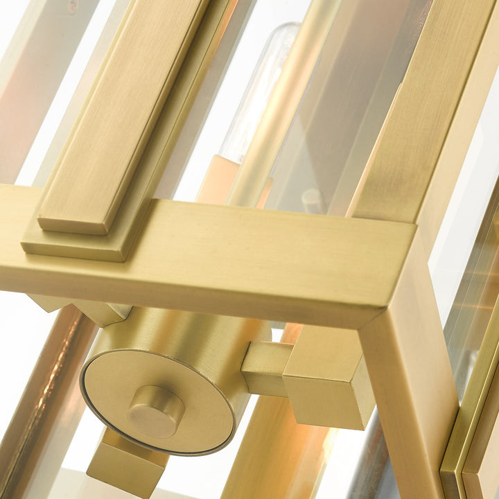 3 Light Natural Brass Outdoor Wall Lantern
