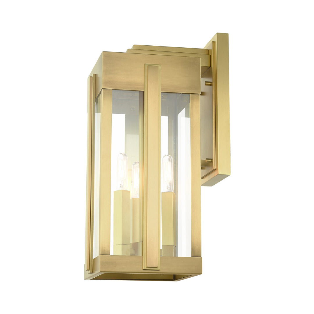 3 Light Natural Brass Outdoor Wall Lantern