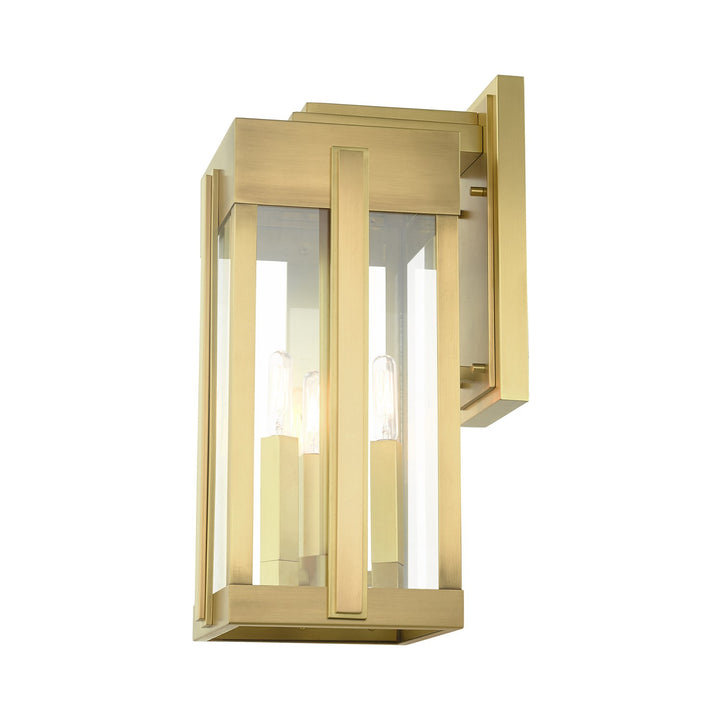 3 Light Natural Brass Outdoor Wall Lantern