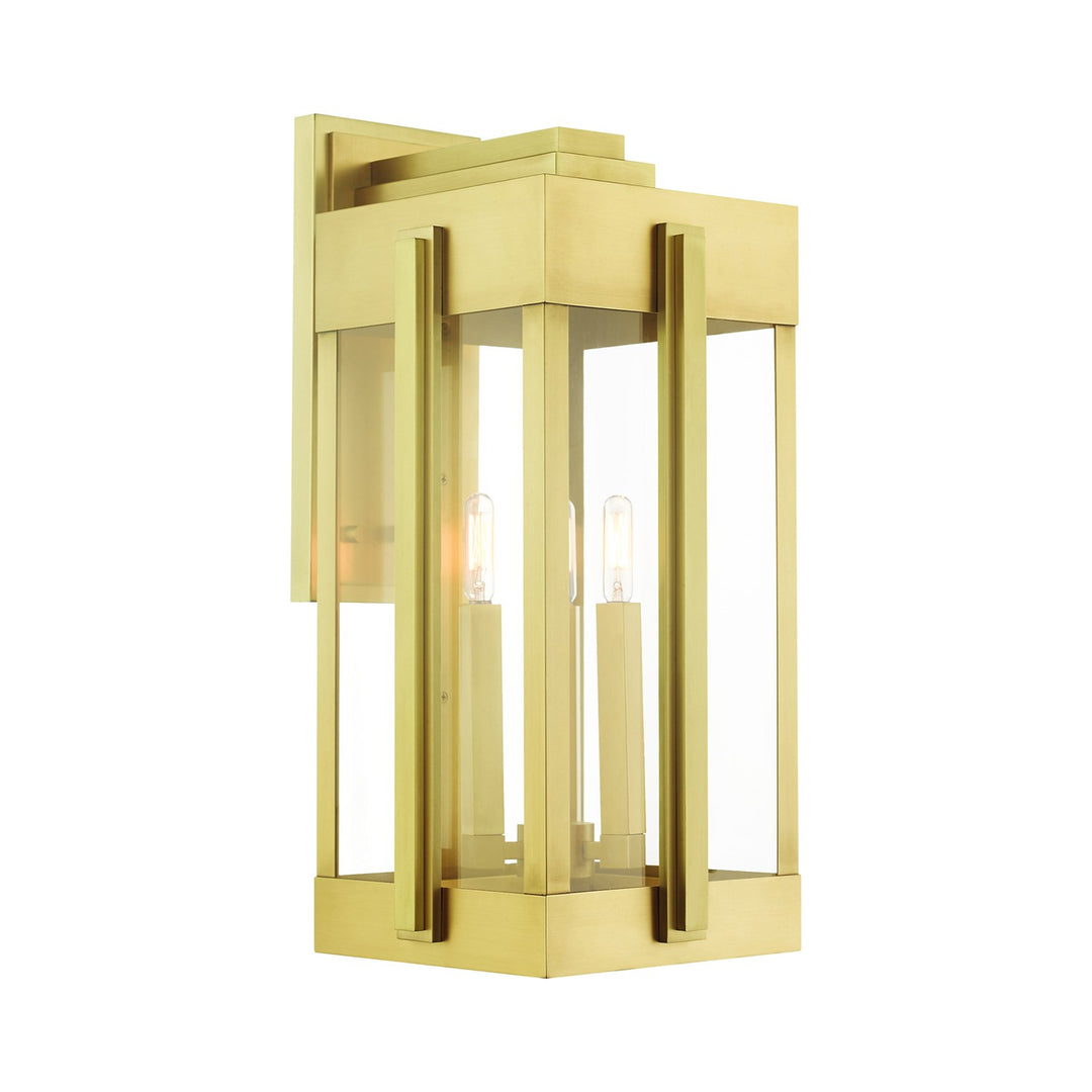 3 Light Natural Brass Outdoor Wall Lantern by Livex Lighting