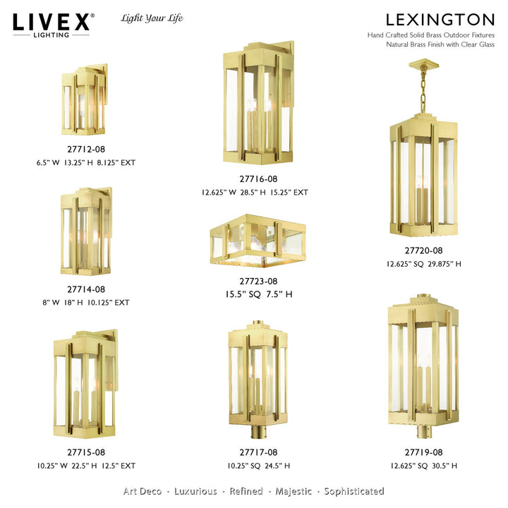 3 Light Natural Brass Outdoor Wall Lantern