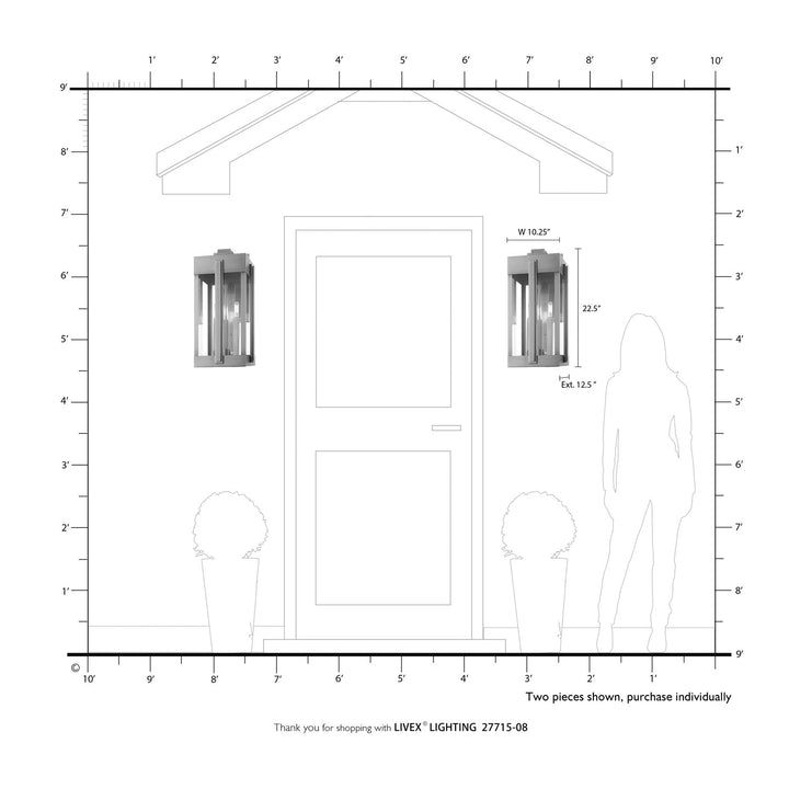 3 Light Natural Brass Outdoor Wall Lantern
