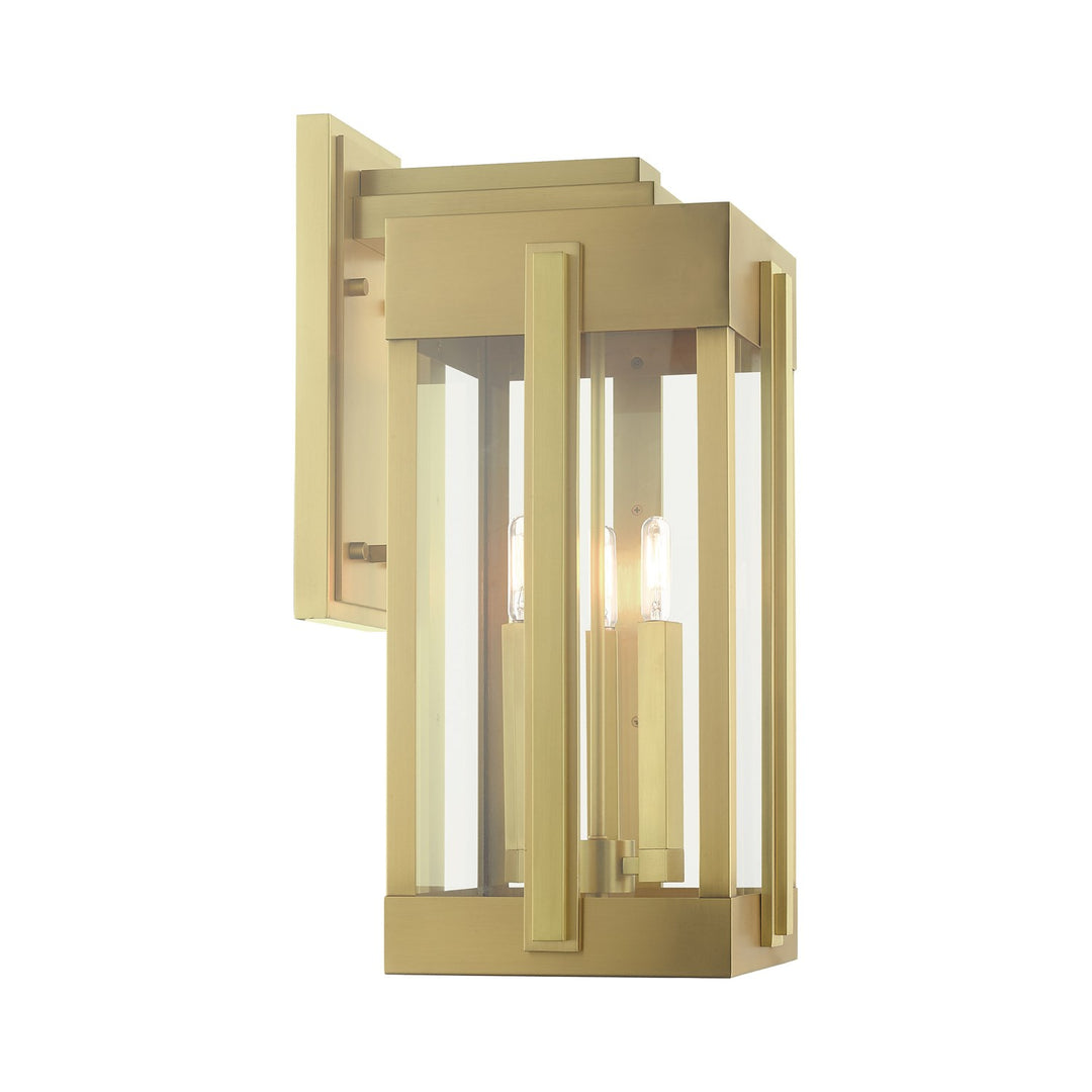 3 Light Natural Brass Outdoor Wall Lantern