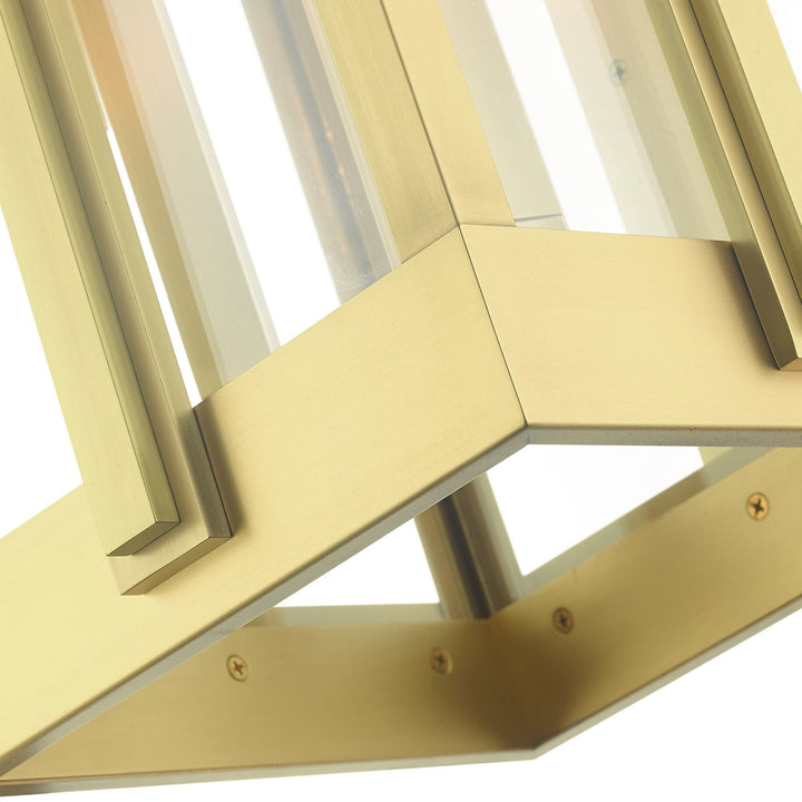 3 Light Natural Brass Outdoor Wall Lantern