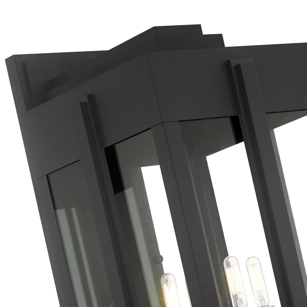 4 Light Black Outdoor Wall Lantern
