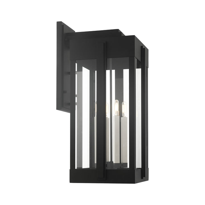 4 Light Black Outdoor Wall Lantern