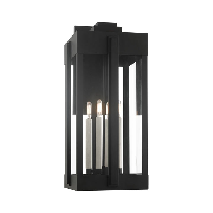 4 Light Black Outdoor Wall Lantern