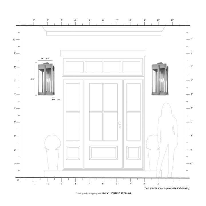 4 Light Black Outdoor Wall Lantern