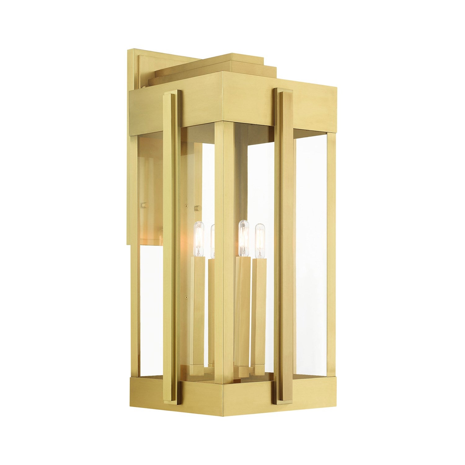 4 Light Natural Brass Outdoor Wall Lantern by Livex Lighting