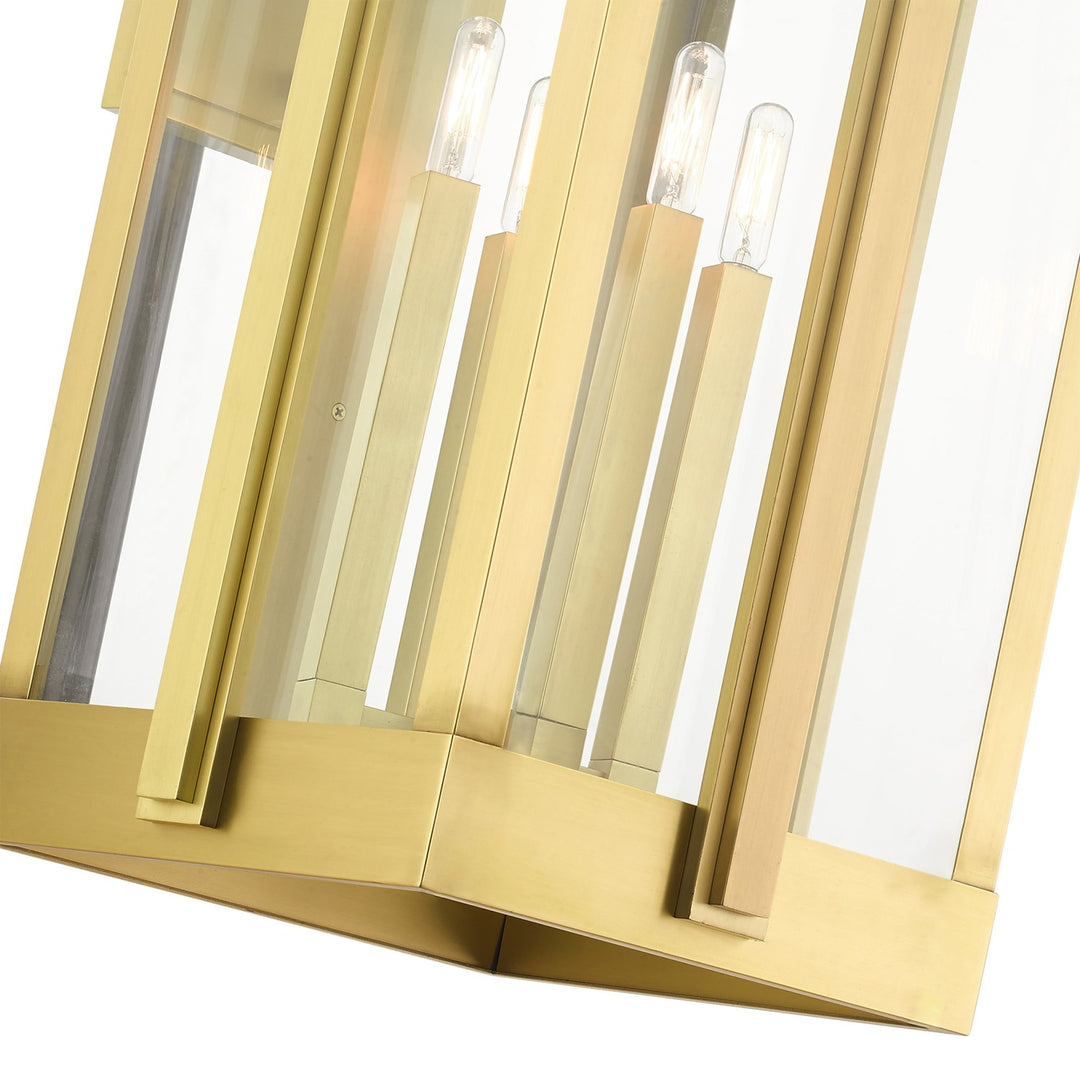 4 Light Natural Brass Outdoor Wall Lantern