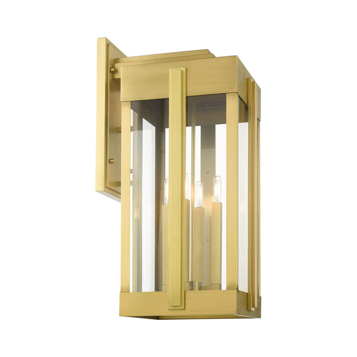 4 Light Natural Brass Outdoor Wall Lantern