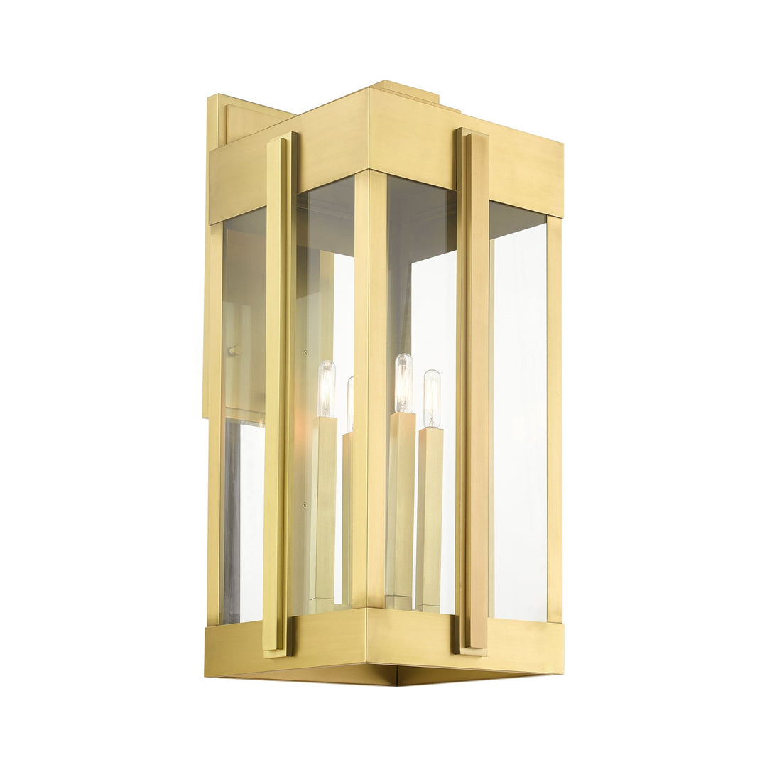 4 Light Natural Brass Outdoor Wall Lantern