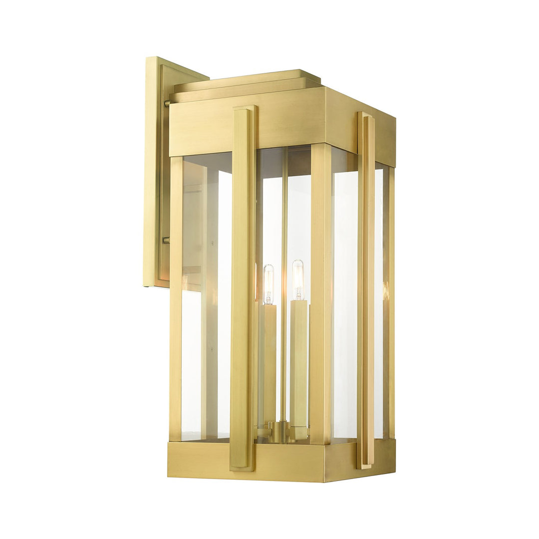 4 Light Natural Brass Outdoor Wall Lantern