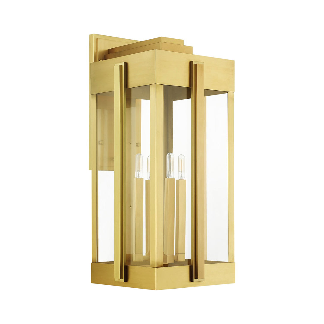 4 Light Natural Brass Outdoor Wall Lantern
