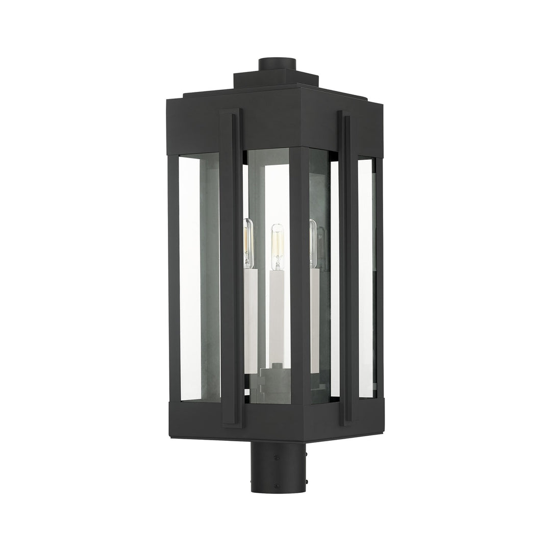 3 Light Black Outdoor Post Top Lantern