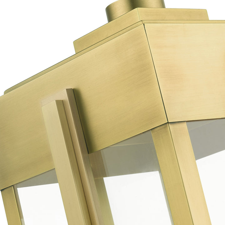 3 Light Natural Brass Outdoor Post Top Lantern