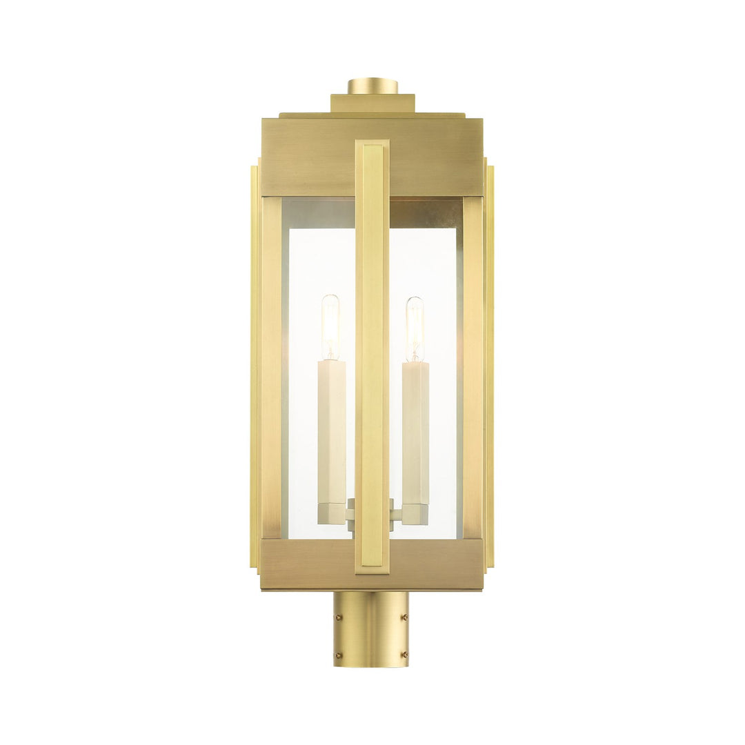 3 Light Natural Brass Outdoor Post Top Lantern