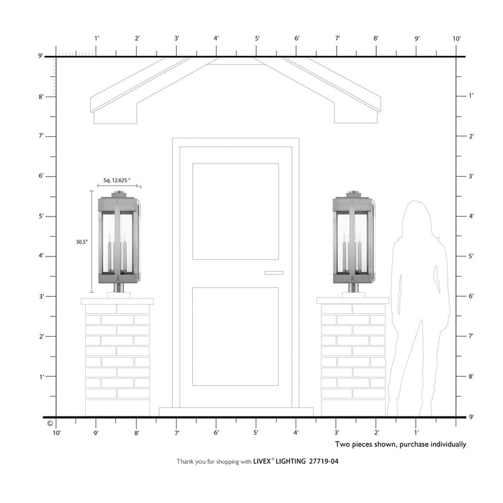 4 Light Black Outdoor Post Top Lantern