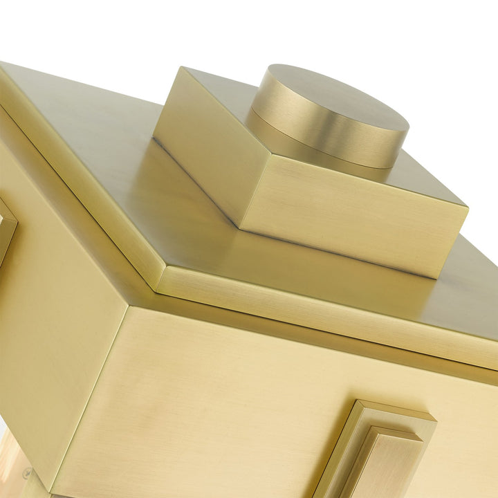 4 Light Natural Brass Outdoor Post Top Lantern