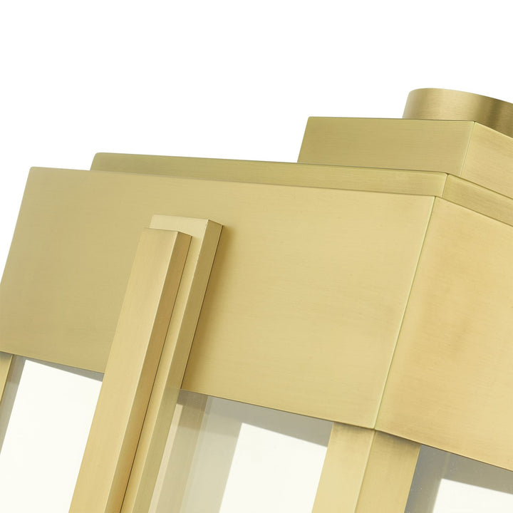 4 Light Natural Brass Outdoor Post Top Lantern